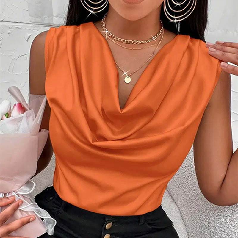 Ladies' elegant top with flowy neckline W&W