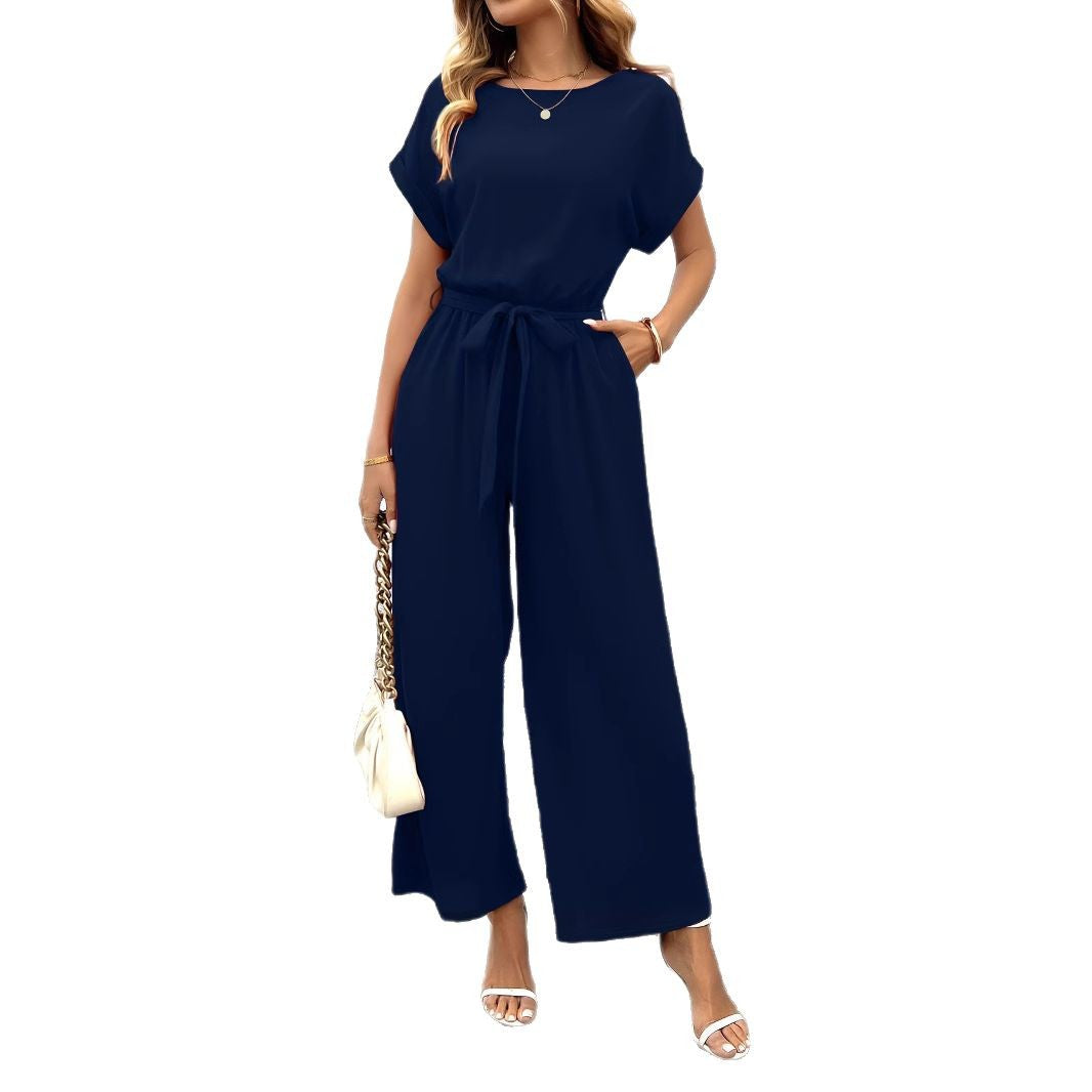 Women's Wide-Leg Jumpsuit with Waist Belt WW