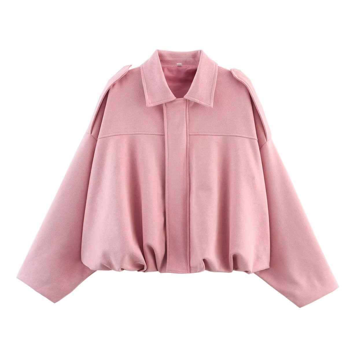 Women's Oversized Jacket with Casual Cut and Detachable Collar WW