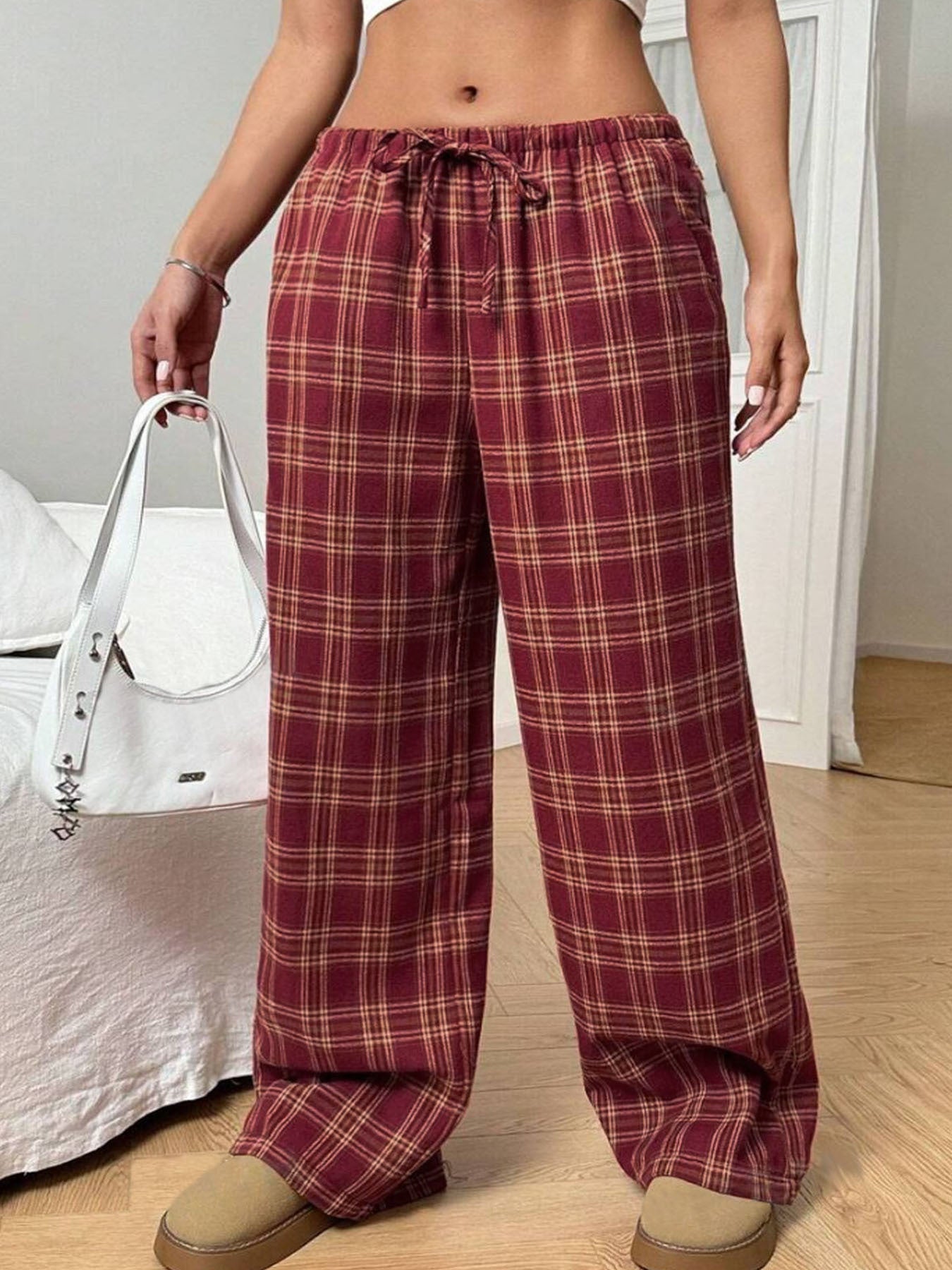 Women's Plaid Casual Trousers WW