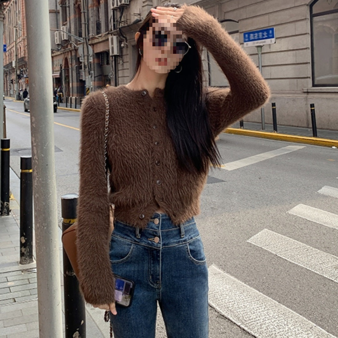Damenstrickjacke mit voluminösen Ärmeln und weichem Stoffmix WW