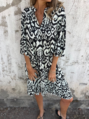 Damen lässiges Strandkleid mit hohen Seitenschlitzen und modischem Druckmuster WW