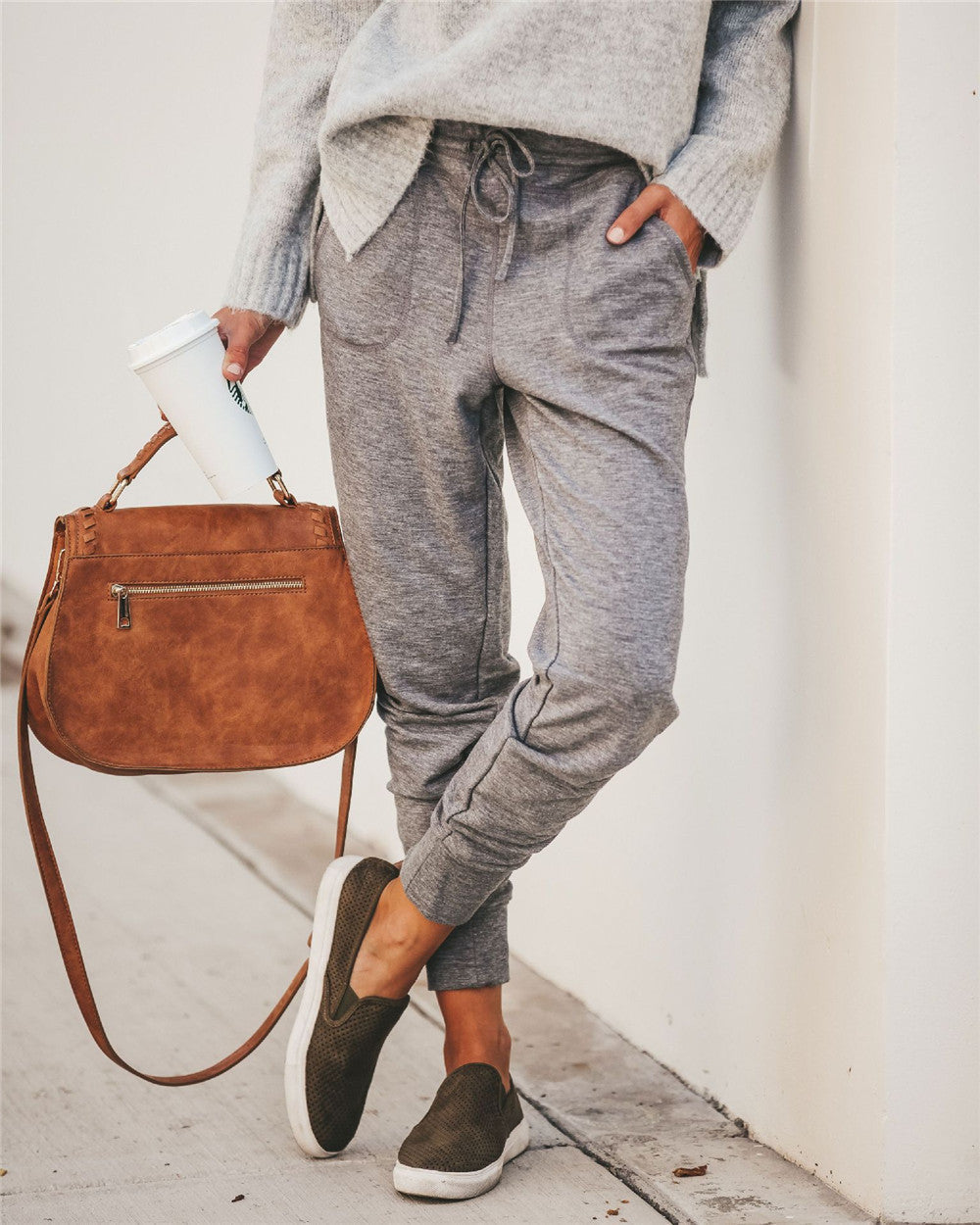 WW | Sweatpants Relaxed Fit Cotton Blend Elastic Waistband Pockets