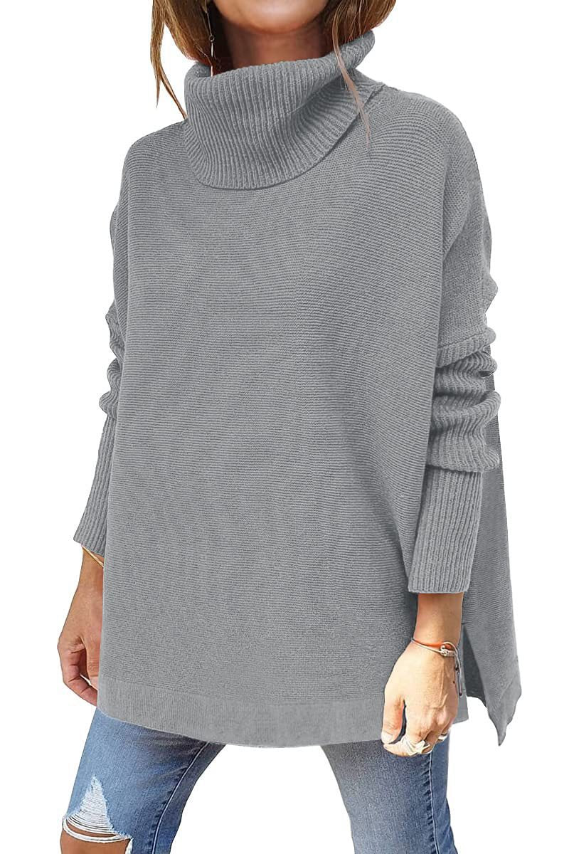 Damen oversize Rollkragenpullover mit strukturiertem Strickdesign WW
