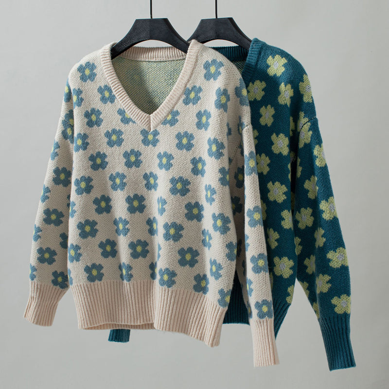 WW | Strickpullover mit Blumenmuster