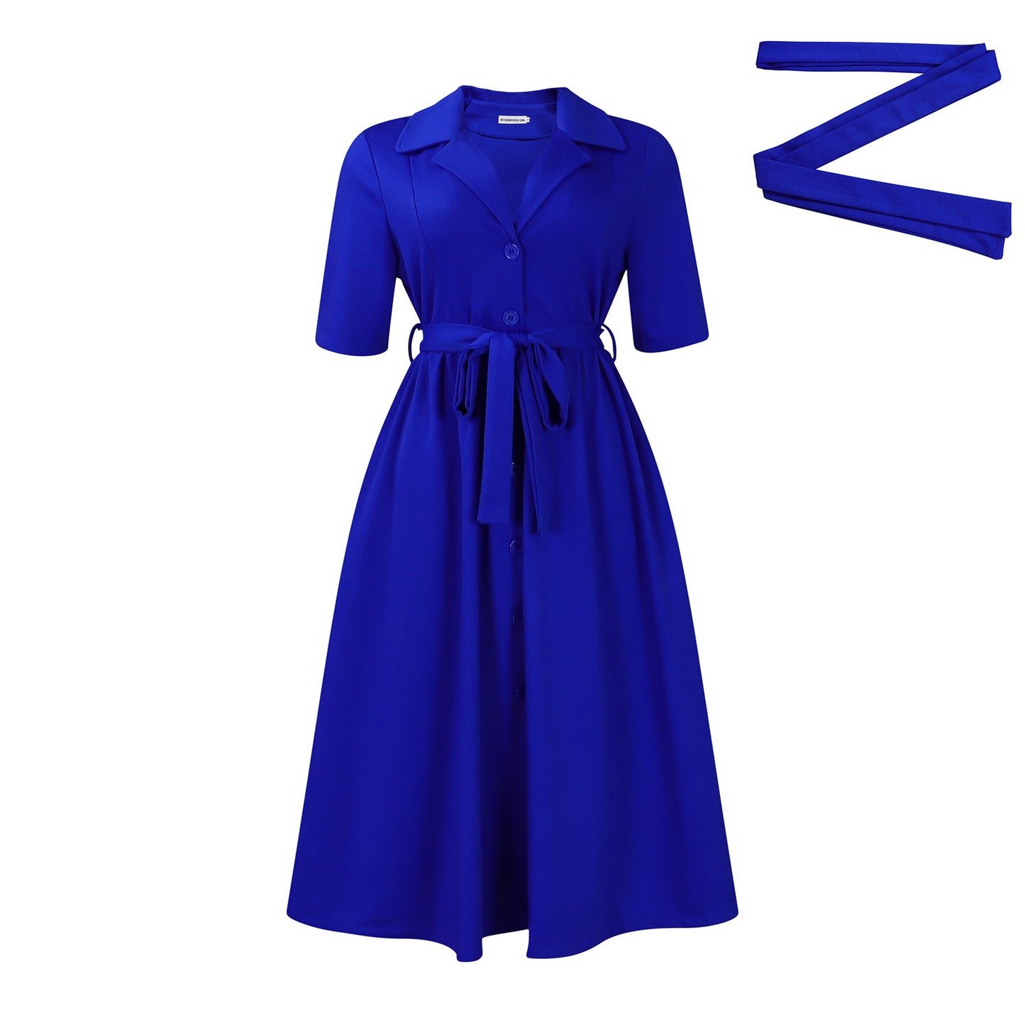 Damen Midi-Kleid mit tailliertem Schnitt und schickem Kragen WW