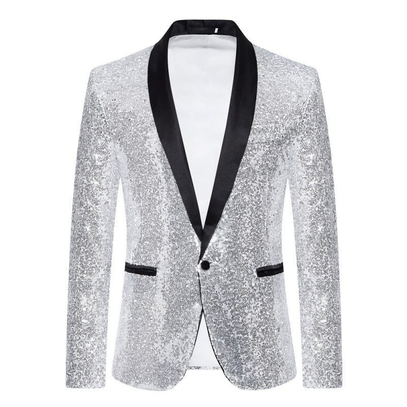 Herren glamouröser Pailletten-Blazer mit modernem Schnitt WW