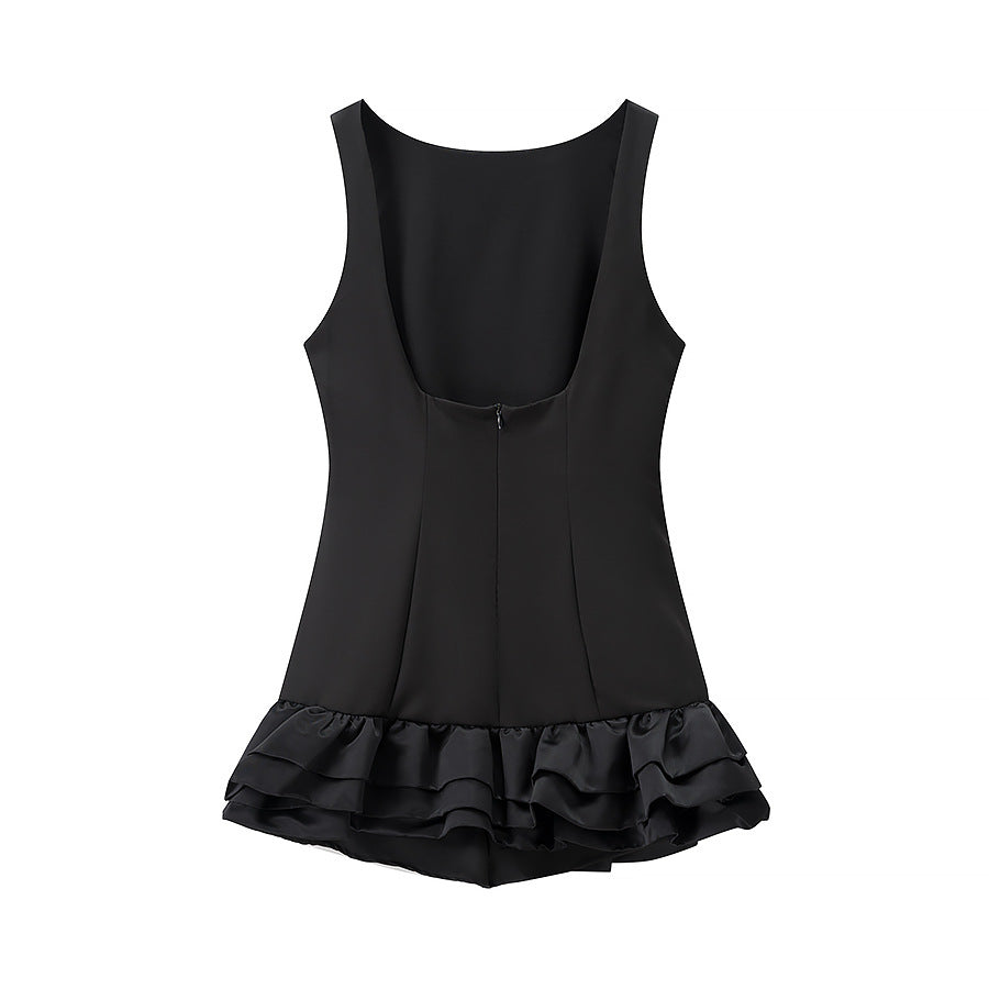 Damen Rüschen-Badeanzug mit dezentem U-Ausschnitt und schwingendem Saum WW