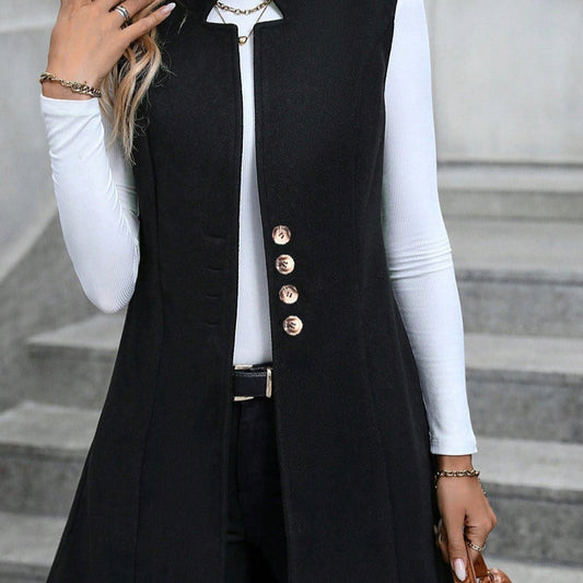 WW | Waistcoat Wool Blend Tailored Fit Knee Length Button Fastening Pockets