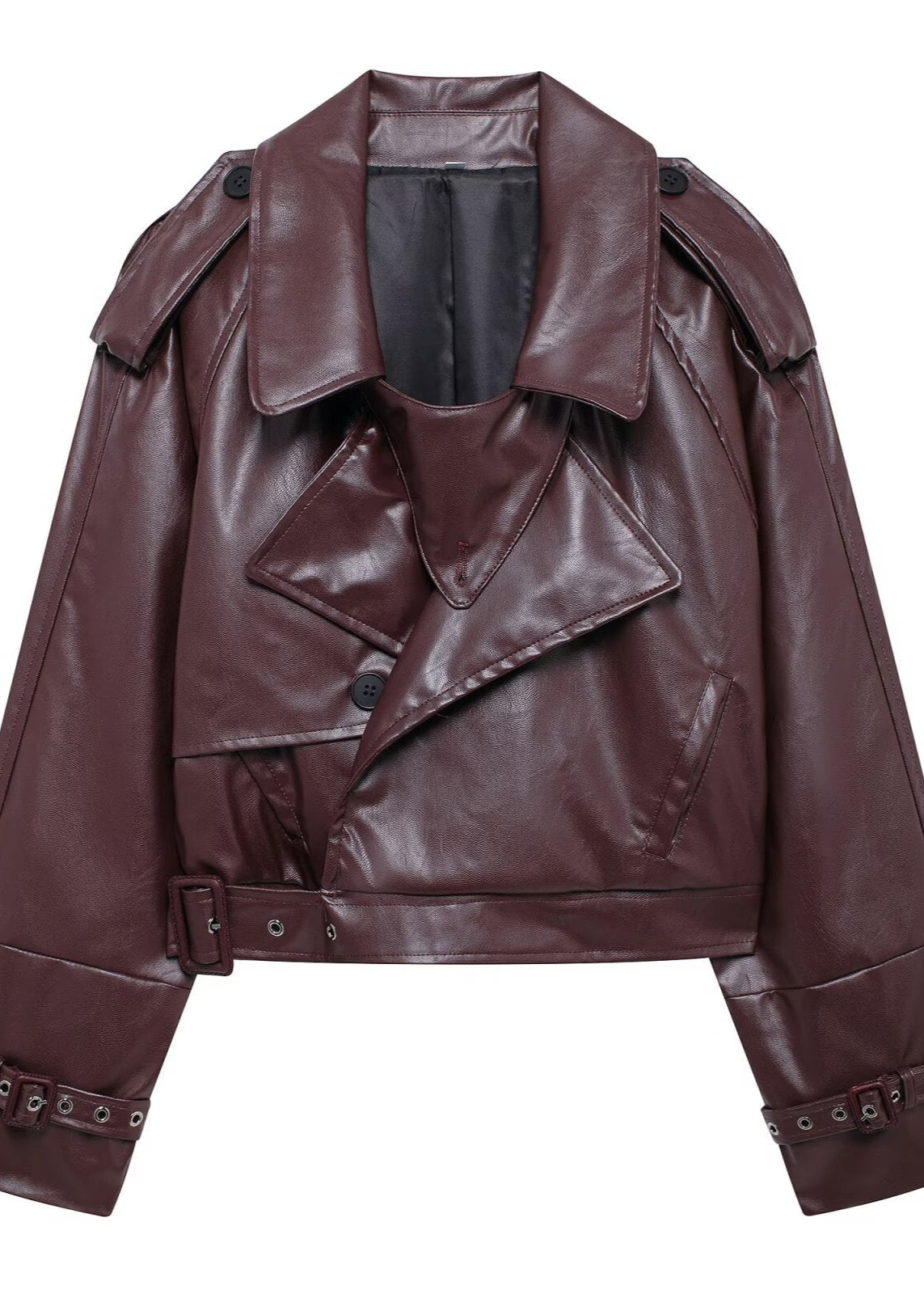 WW | Cropped Faux Leather Moto Jacket