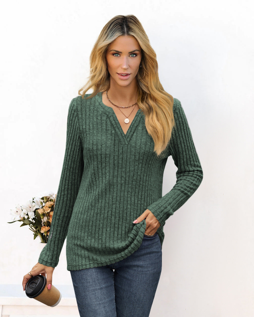 Women's striped casual-cut sweater by WW