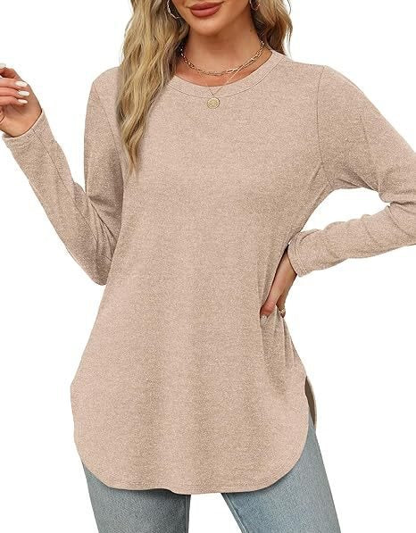 Damen Longsleeve Oberteil mit Pflanzenmuster und asymmetrischem Saum WW