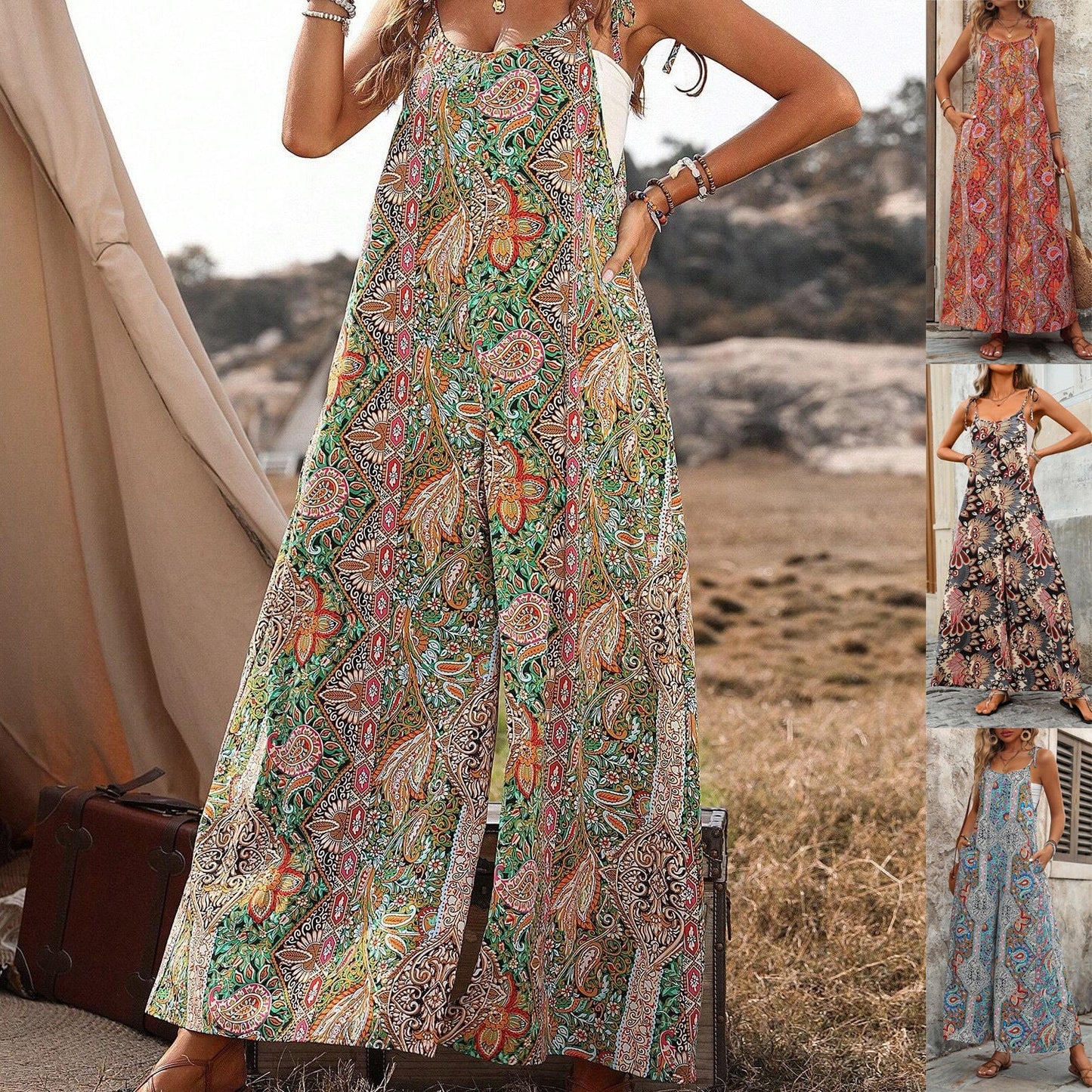 Damen Bequemes Maxikleid mit auffälligem Muster WW