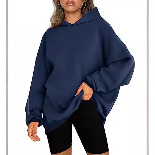 Damen oversized Kapuzenpullover mit seitlichen Schlitzen WW