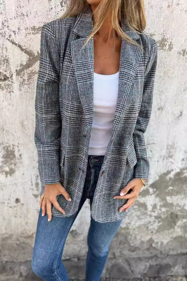 WW | Lange Hahnentritt Wollanzugjacke