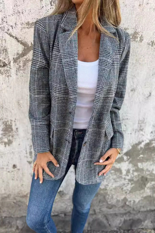 WW | Lange Hahnentritt Wollanzugjacke