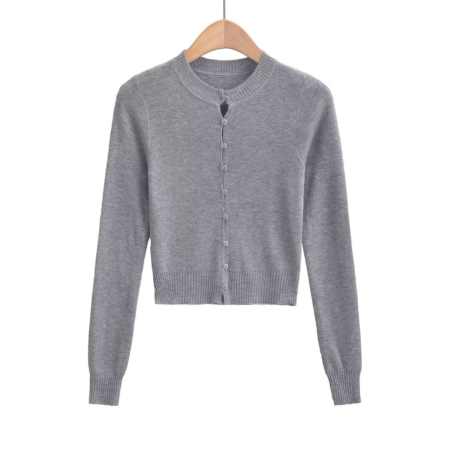 Damen Strickjacke mit modischem Rundhalsausschnitt und eleganter Knopfleiste WW