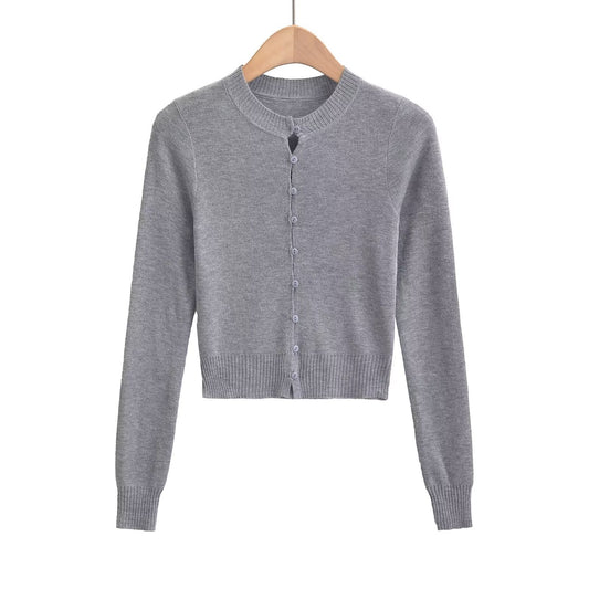 Damen Strickjacke mit modischem Rundhalsausschnitt und eleganter Knopfleiste WW