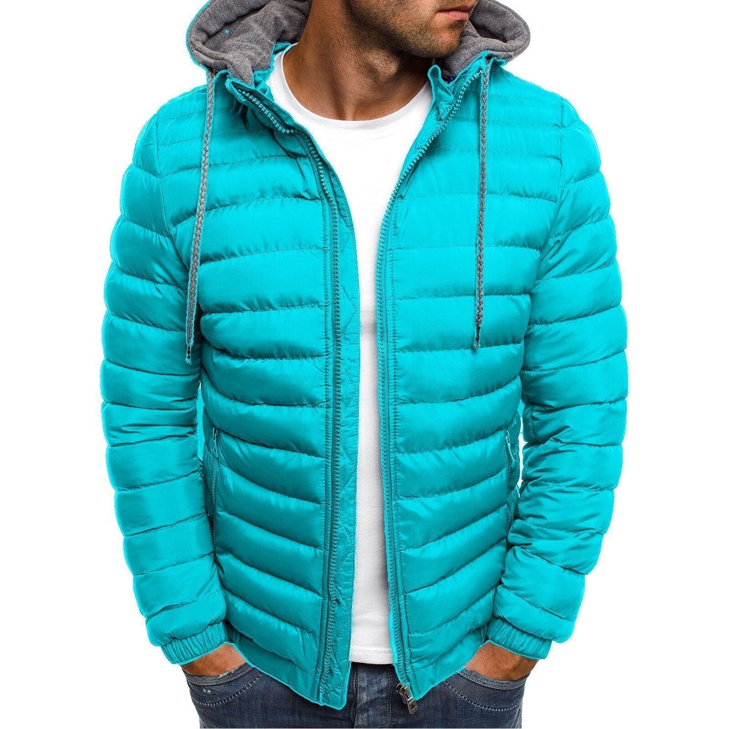 WW | Men's Quilted Winter Jacket with Zipper Closure