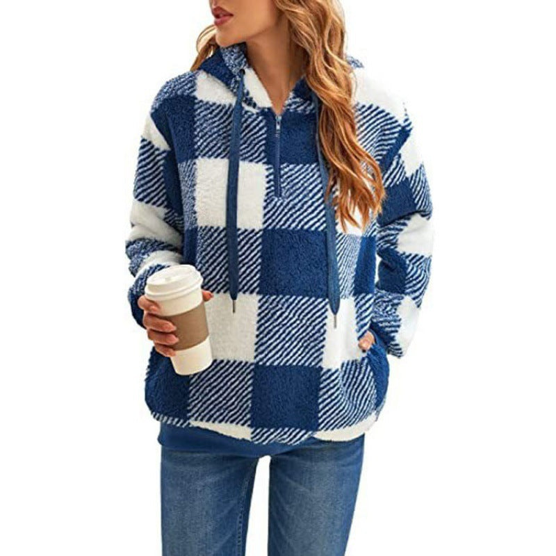WW | Frauen Kontrollierte Hohe Kragen Hoodie Gemütlicher Stil