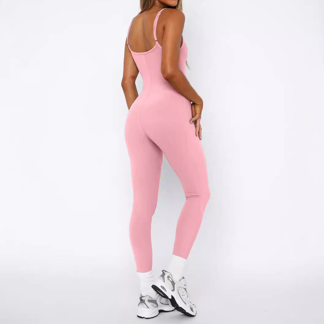 Women's Sporty Jumpsuit with Adjustable Straps and Figure-Hugging Cut WW