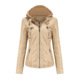 WW | Doppellagige Lederjacke mit Kapuze - Warmer und stilvoller Damenmantel
