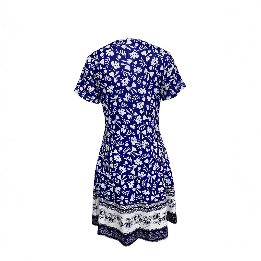 Damen Freizeitkleid mit verspieltem Blumendruck und praktischen Taschen WW
