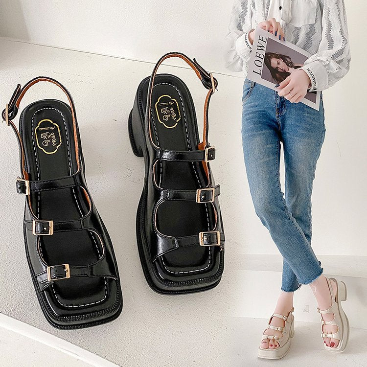 Women's Platform Sandals with Adjustable Straps and Fashionable Block Heel W&W