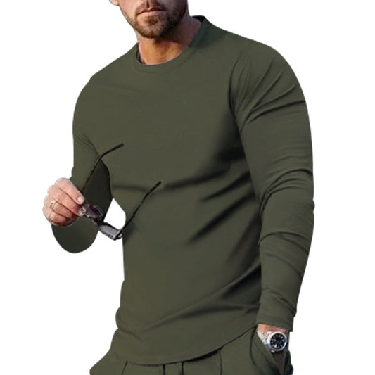Men's long-sleeved T-shirt with a fashionable cut and high-quality cotton blend WW