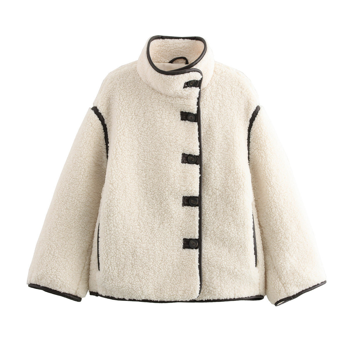 WW | Lässiger Langarm Teddy Fleece Mantel