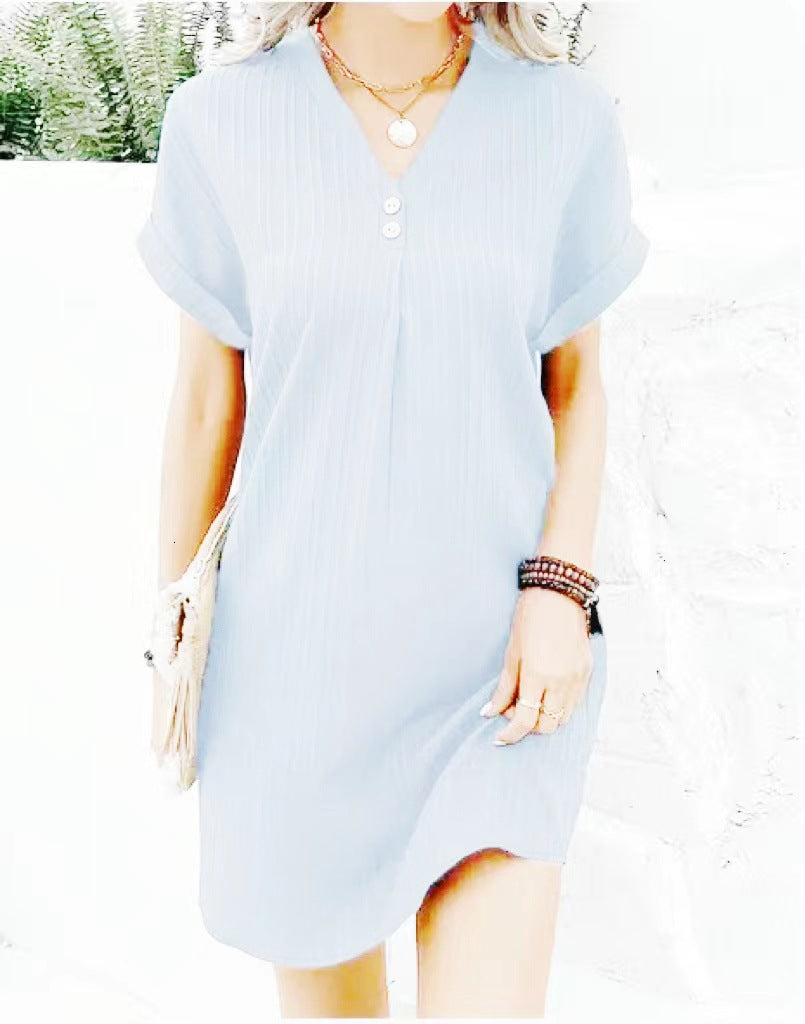 Damen lässiges Midi-Kleid mit Knopfdetails WW