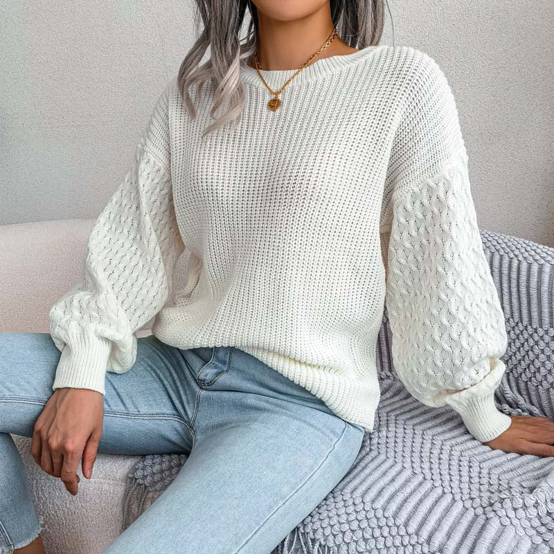 WW | Schlichter Pullover Aus Einfarbigem Strickdesign