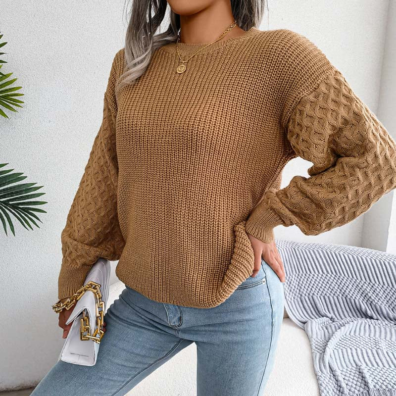 WW | Schlichter Pullover Aus Einfarbigem Strickdesign