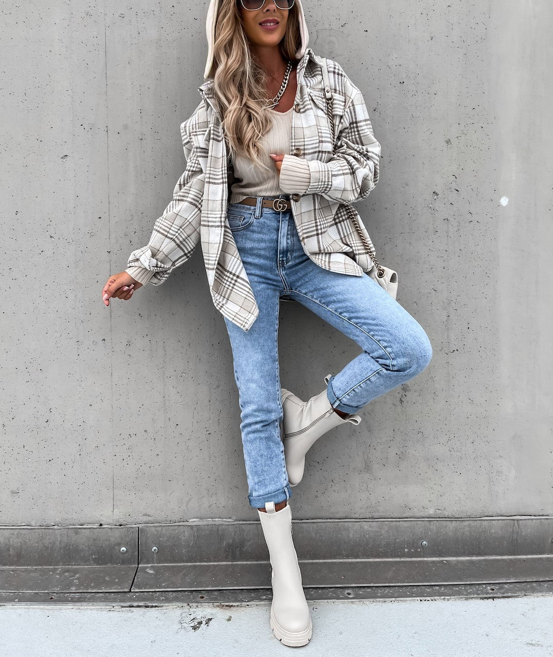 WW | Street Style Chic Checkered Jacket with Hood