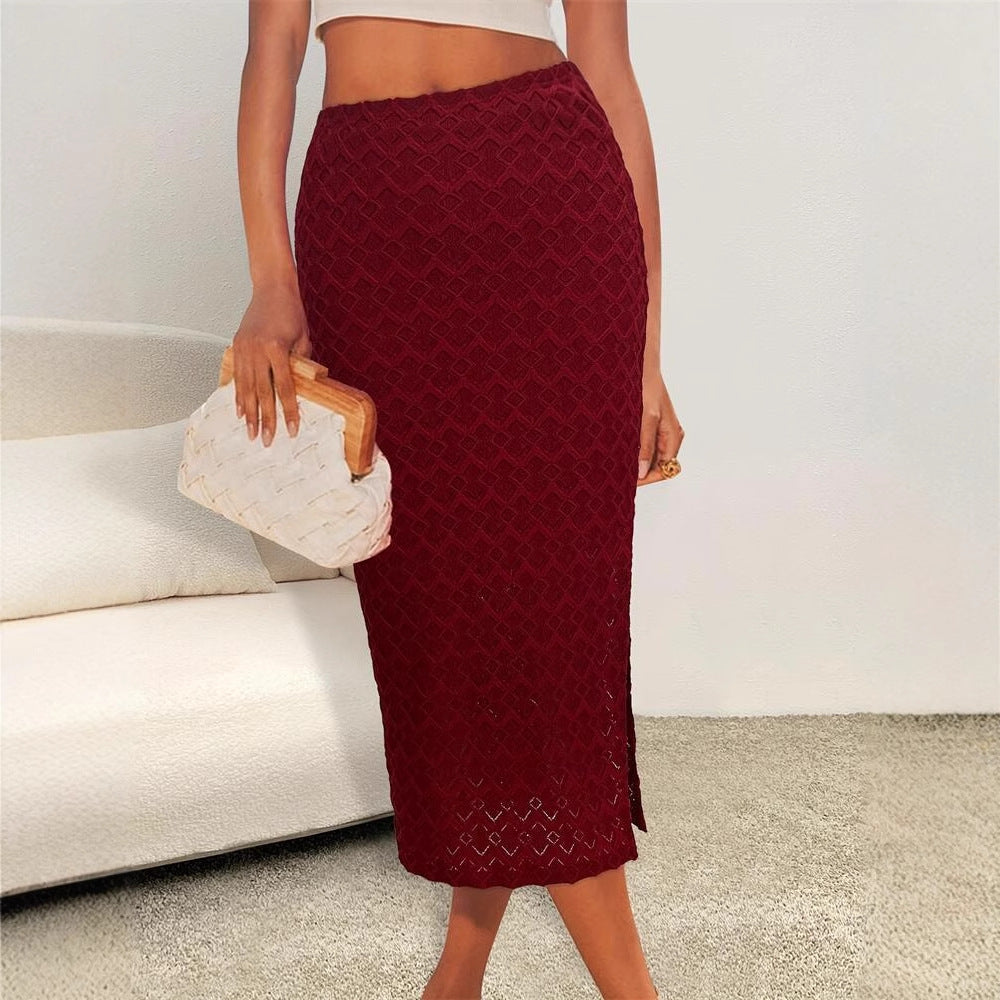 WW | Pencil skirt with textured design and side slit