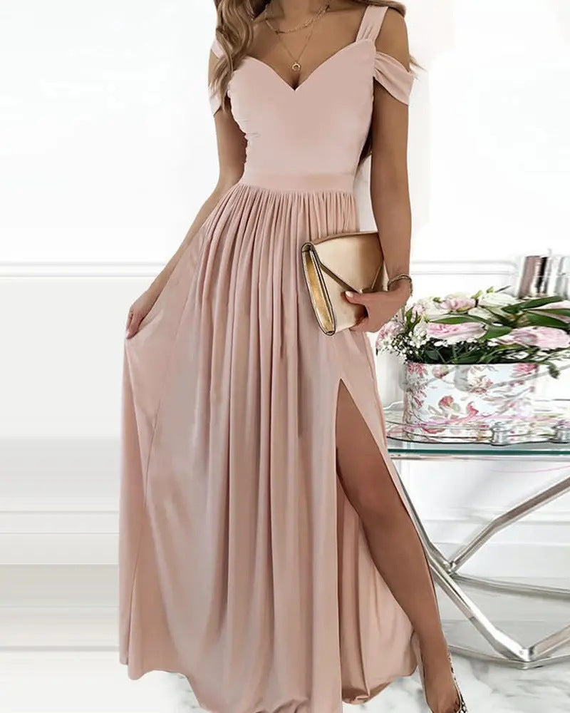WW | Boho Spaghettiträger Langes Fließendes Kleid Mit Schlitz