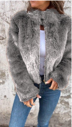 WW | Faux fur Loose fit High collar Zipper Full sleeves