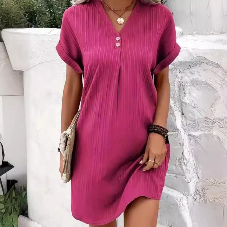 Damen lässiges Midi-Kleid mit Knopfdetails WW