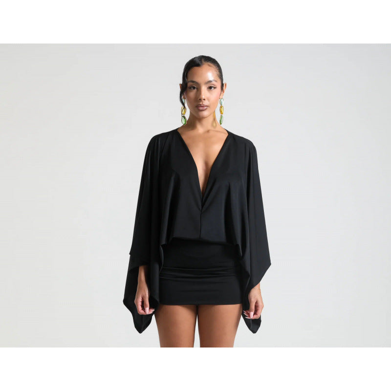 Damen Chices Minikleid mit voluminösen Ärmeln und elegantem Stehkragen WW