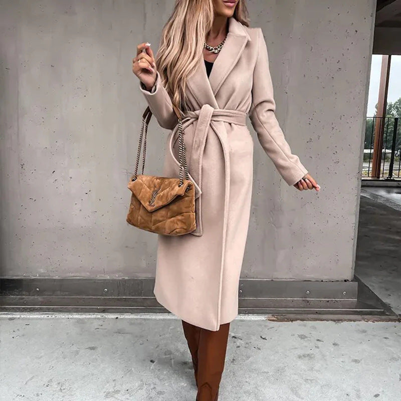 WW | V-Neck Tie Wool Coat Top