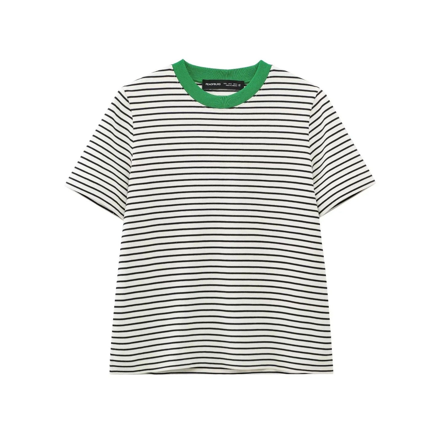 Damen Freizeit T-Shirt mit kontrastierendem Kragen und lässigem Streifenmuster WW