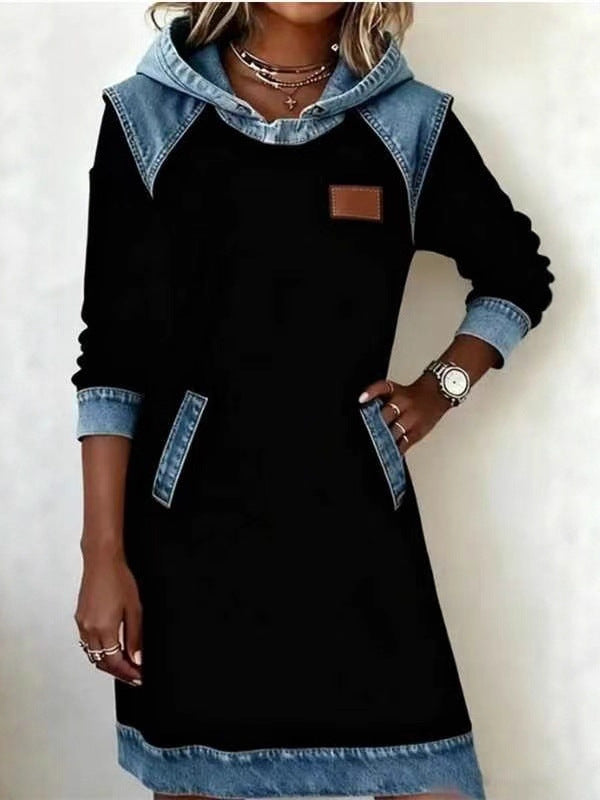 WW | Fashion Denim Patchwork V-neck