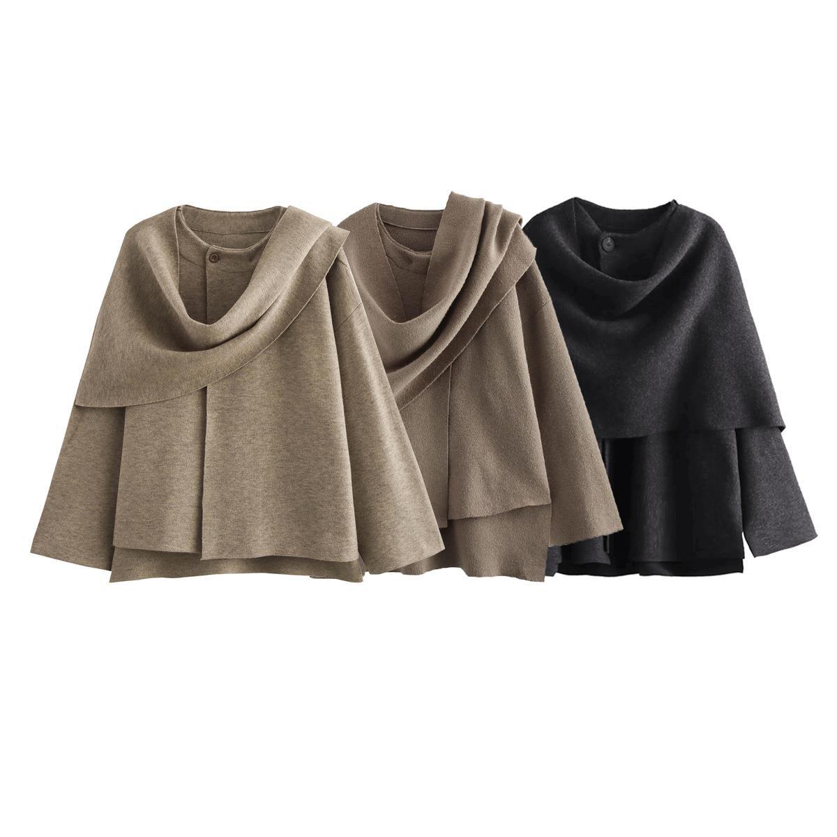 Damen modischer Umhangpullover aus weichem Material WW