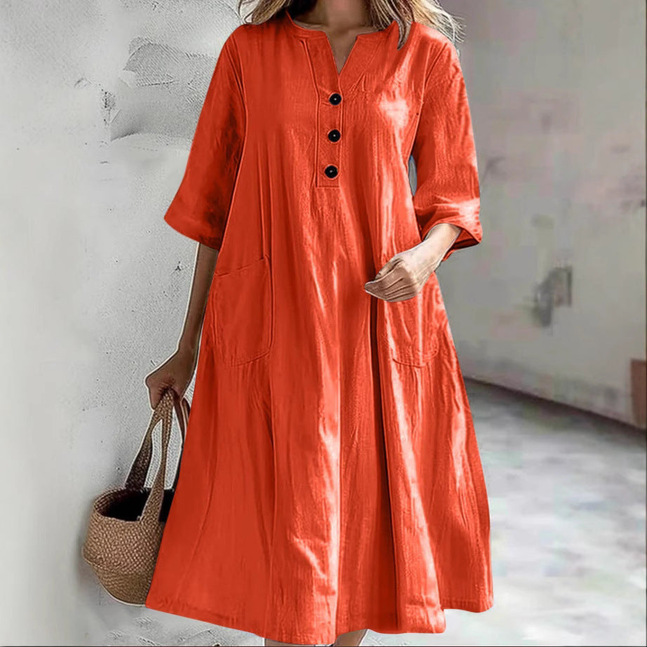 Damen lässiges Strandkleid mit praktischen Taschen WW