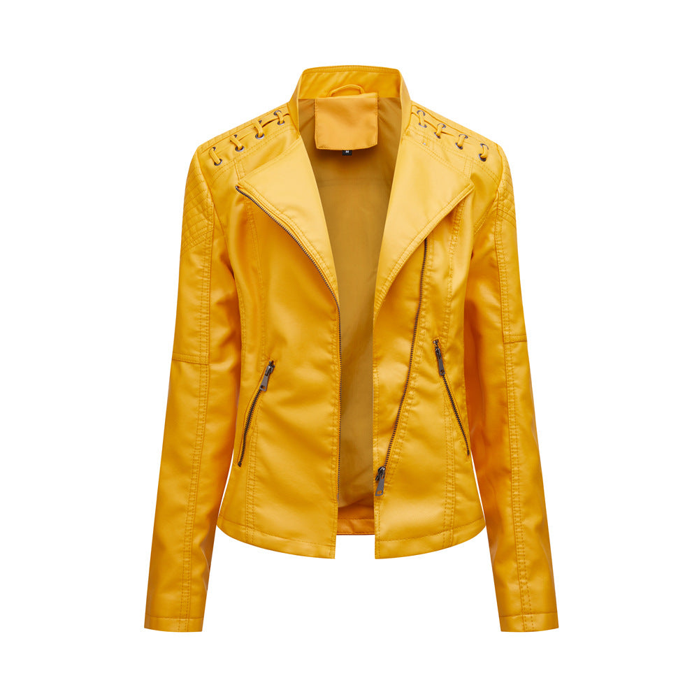 WW | Enganliegende Lederjacke Mit Schulternaht für Damen - Perfekt für Lässige Tage