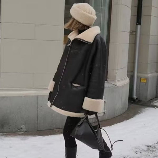 WW | Women's faux leather jacket with cozy lining