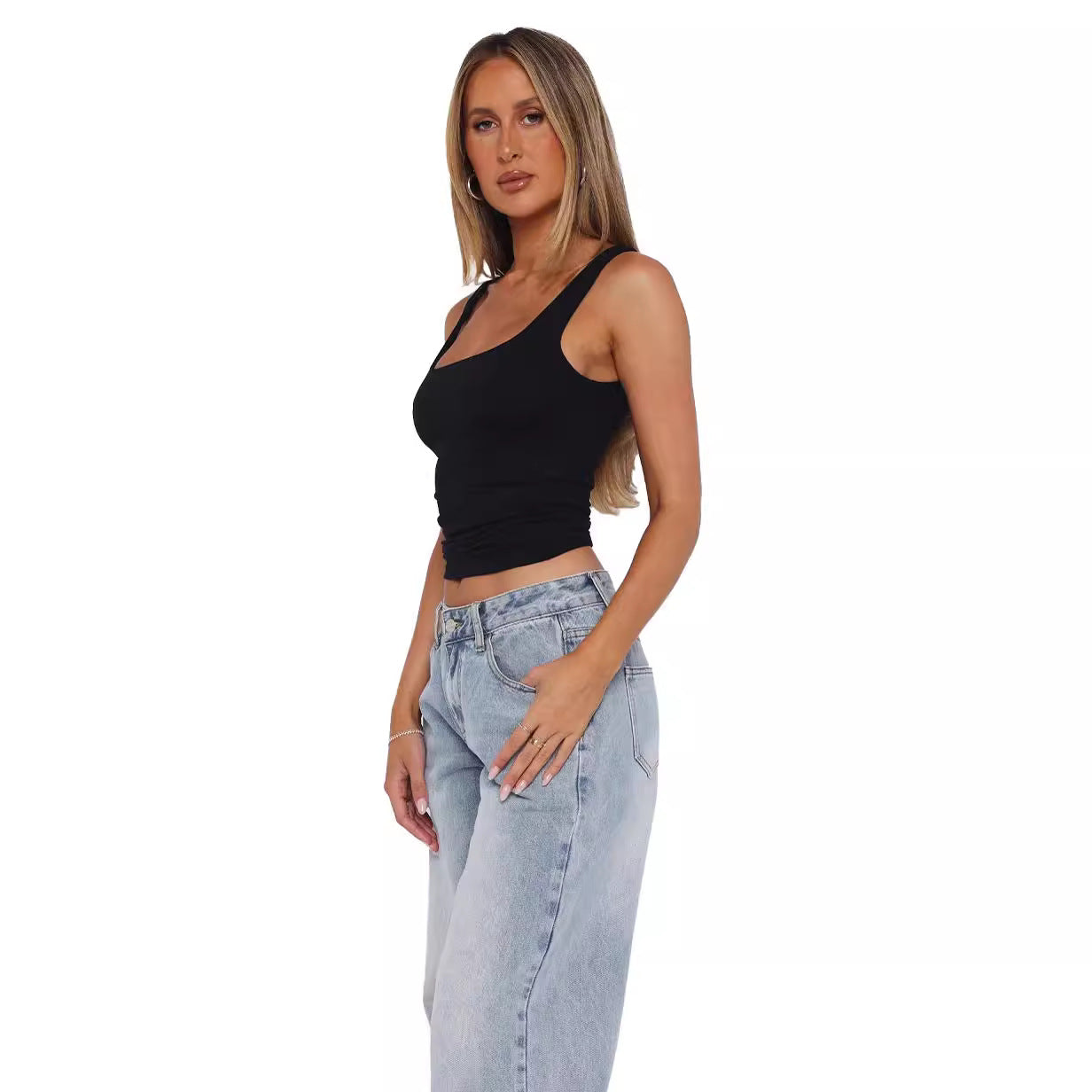 Women's Tank Top with Customizable Cut and Wide Straps WW