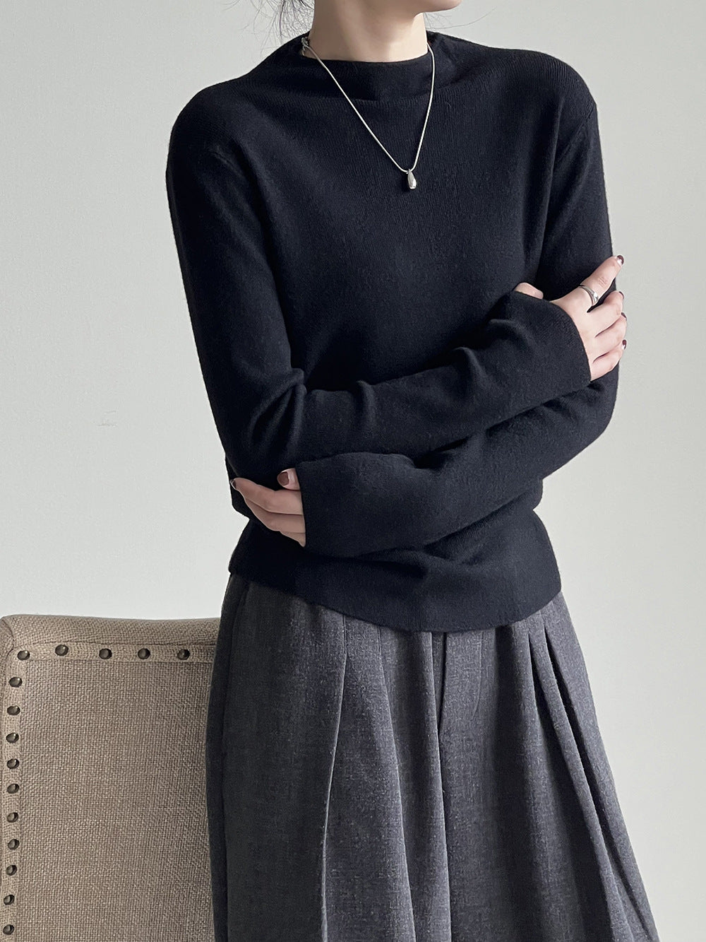 WW Halbturtleneck gebürsteter Soft-Touch-Pullover