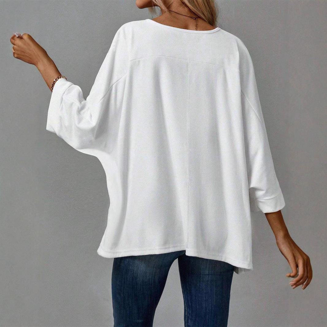 Damen lässiges Oversized T-Shirt mit weitem Schnitt und stylischem Rundhalsausschnitt WW