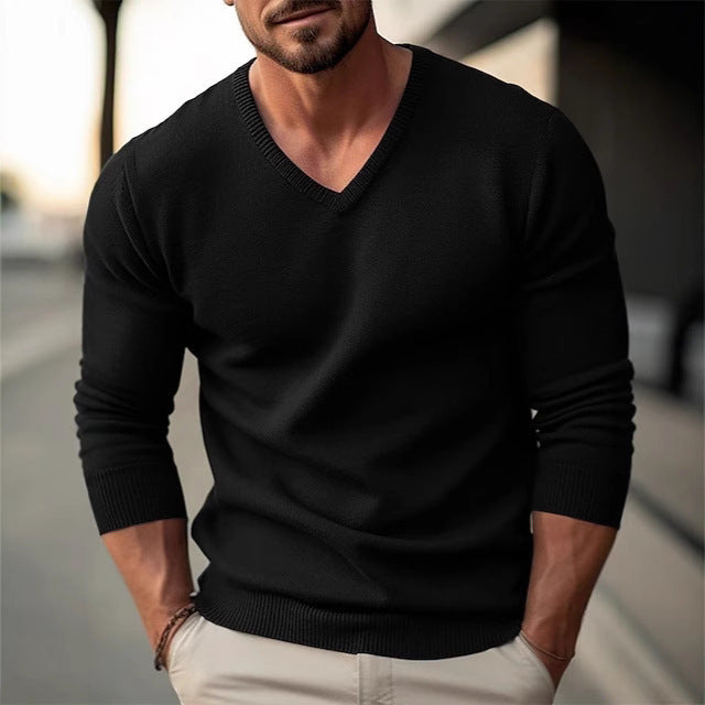 Men's elegant V-neck sweater made of high-quality cotton WW